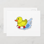 Carte Postale Canard avec bouée dans l'eau.PNG (Devant / Derrière)