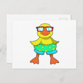 Carte Postale Canard avec bouée et lunettes de soleil (Devant / Derrière)