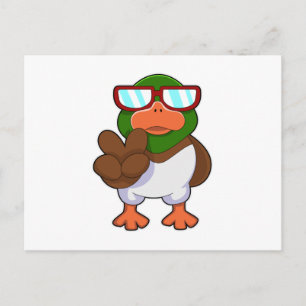 Carte Postale Canard avec lunettes de soleil