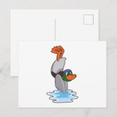 Carte Postale Canard avec renversement dans l'eau.PNG (Devant / Derrière)