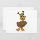 Carte Postale Canard avec serre-tête en forme de cœur (Devant / Derrière)