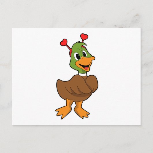 Carte Postale Canard avec serre-tête en forme de cœur (Devant)