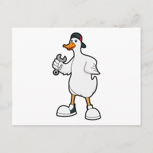 Carte Postale Canard comme artisan avec outil et casquette (Devant)