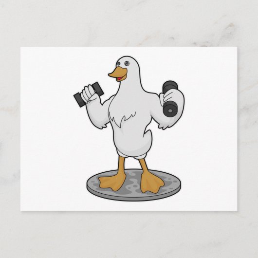 Carte Postale Canard comme Bodybuilder avec des cloches (Devant)