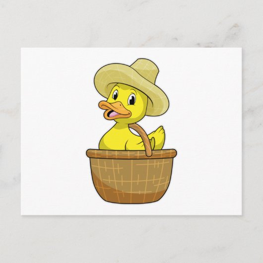 Carte Postale Canard comme fermier avec panier (Devant)