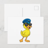 Carte Postale Canard comme pilote avec chapeau de pilote (Devant / Derrière)