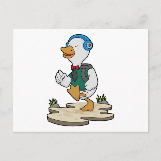 Carte Postale Canard comme randonneur avec sac à dos (Devant)
