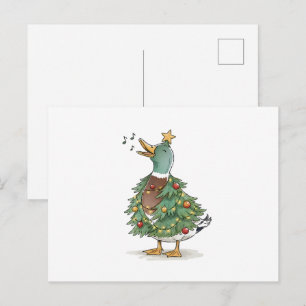 Carte Postale Canard d'arbre de Noël chantant pour un amour de v