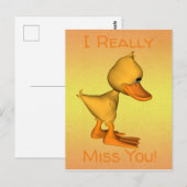 Carte Postale Canard de dessin animé jaune (Devant / Derrière)