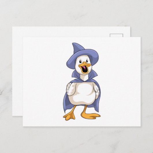 Carte Postale Canard déguisé en sorcière avec chapeau (Devant / Derrière)
