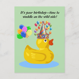 Carte Postale Canard en caoutchouc joyeux Anniversaire amusant