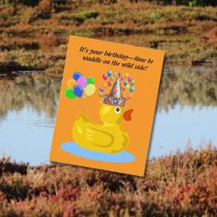 Carte Postale Canard en caoutchouc joyeux  Anniversaire amusant 
