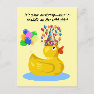 Carte Postale Canard en caoutchouc joyeux  Anniversaire amusant 