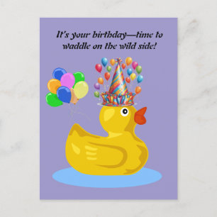Carte Postale Canard en caoutchouc joyeux  Anniversaire amusant 