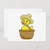 Carte Postale Canard en fermier avec panier (Devant / Derrière)