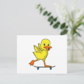 Carte Postale Canard en patineur avec planche à roulettes (Debout devant)