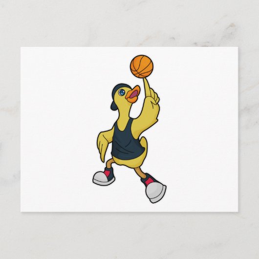 Carte Postale Canard en tant que joueur de basket avec un ballon (Devant)