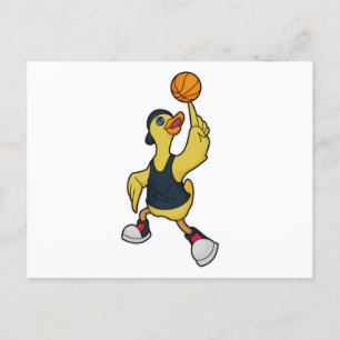 Carte Postale Canard en tant que joueur de basket-ball avec un b