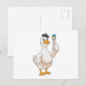 Carte Postale Canard en tant que peintre avec pinceau (Devant / Derrière)
