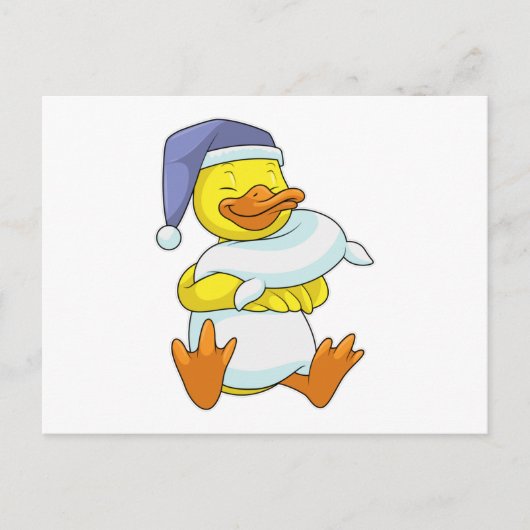 Carte Postale Canard endormi avec bonnet de nuit (Devant)