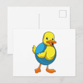 Carte Postale Canard nageant avec une bouée (Devant / Derrière)