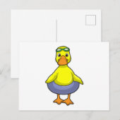Carte Postale Canard qui nage avec un bouée (Devant / Derrière)