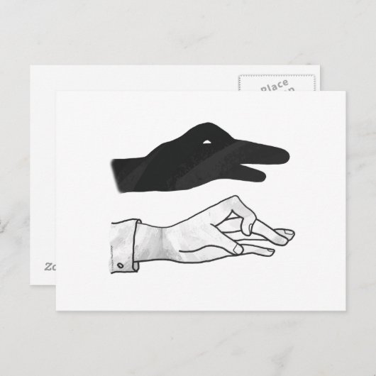 Carte Postale Canard Silhouette main (Devant / Derrière)