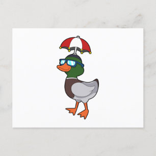 Carte Postale Canard sous la pluie avec parapluie.PNG