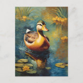 Carte Postale Canard Tranquille Sur Un Étang Peinture Artistique (Devant)