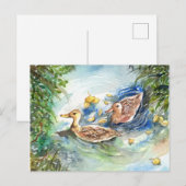 Carte Postale Canards Dans L'Étang (Devant / Derrière)
