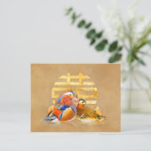 Carte Postale Canards mandarins et symbole de double bonheur (Debout devant)