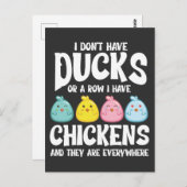 Carte Postale Canards Ou Une Rangée J'Ai Des Poulets Partout (Devant / Derrière)