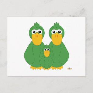 Carte Postale Canards Vertes Et Bébé
