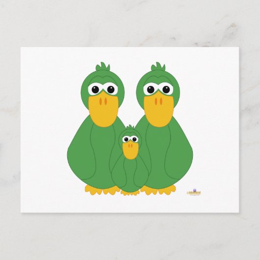 Carte Postale Canards Vertes Et Bébé (Devant)