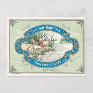 Carte Postale Canards Vintage japonais Étiquette de soie