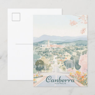 Carte Postale Canberra Australie Gouache Illustration Voyage