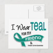 Carte Postale Cancer de l'ovaire JE PORTE TURQUOISE POUR MON AMI (Devant / Derrière)