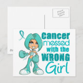 Carte Postale Cancer de l'ovaire s'en est pris à la mauvaise fil (Devant / Derrière)