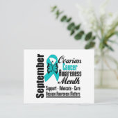 Carte Postale Cancer de l'ovaire SENSIBILISATION Mois Ruban papi (Debout devant)
