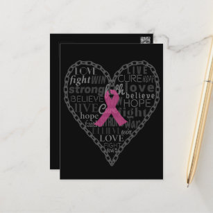 Carte Postale Cancer du sein, conscience, ruban rose
