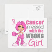 Carte Postale Cancer du sein Fille de combat 1 (Devant / Derrière)