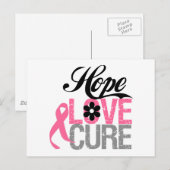 Carte Postale Cancer du sein HOPE LOVE CURE Cadeaux (Devant / Derrière)