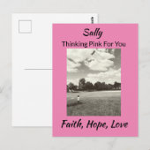 Carte Postale Cancer du sein Pensée rose Foi Espérance Amour (Devant / Derrière)