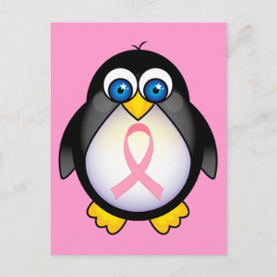 Carte Postale Cancer du sein Pink Ribbon Penguin cadeau