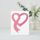 Carte Postale Cancer du sein Ruban du coeur rose (Debout devant)