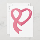 Carte Postale Cancer du sein Ruban du coeur rose (Devant / Derrière)