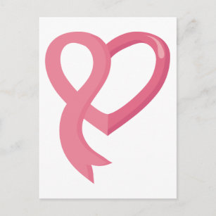 Carte Postale Cancer du sein Ruban du coeur rose