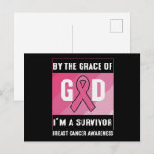 Carte Postale Cancer du sein Survivant Par la grâce chrétienne d (Devant / Derrière)