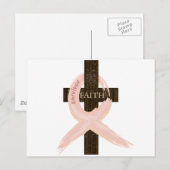 Carte Postale Cancer du sein Survivant rose Ruban-Croix de foi (Devant / Derrière)