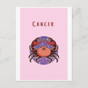 Carte Postale Cancer rose, zodiaque, impression signe du zodiaqu